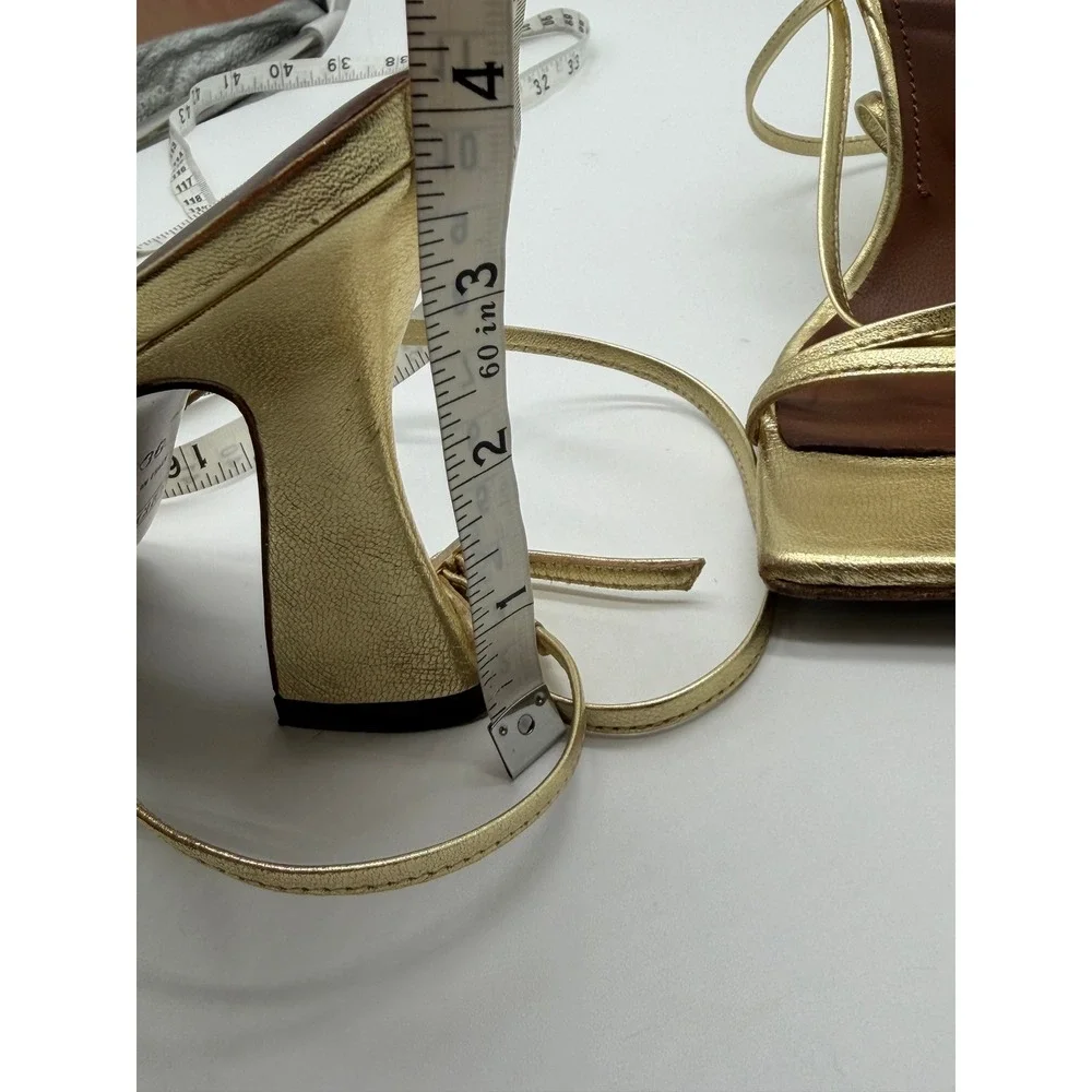 L'Autre Chose Strappy Sandals Womens 36 Gold Metallic Leather Square Toe Italy